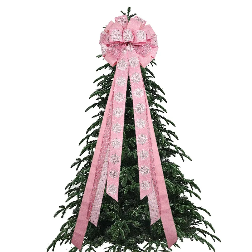 

Big Size Snowflake Christmas Decorations Overlock Wire Linen Ribbon Bow Tie Ribbon Ribbon Knot Pendant Style