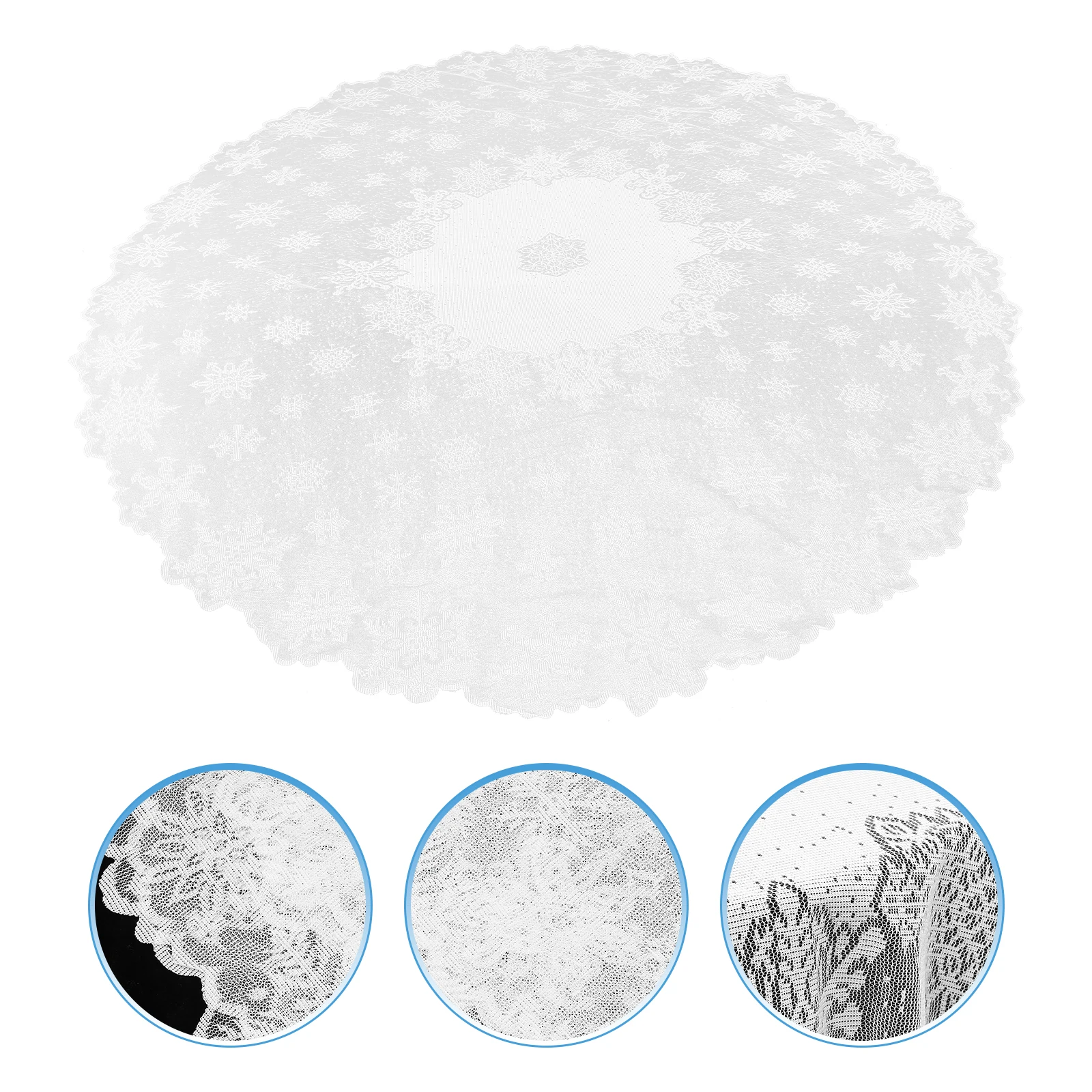 

Christmas Tablecloths Snowflake Lace Circle Xmas Embroidered White Round Decorations Cloth Material Home Party Hotel Restaurant