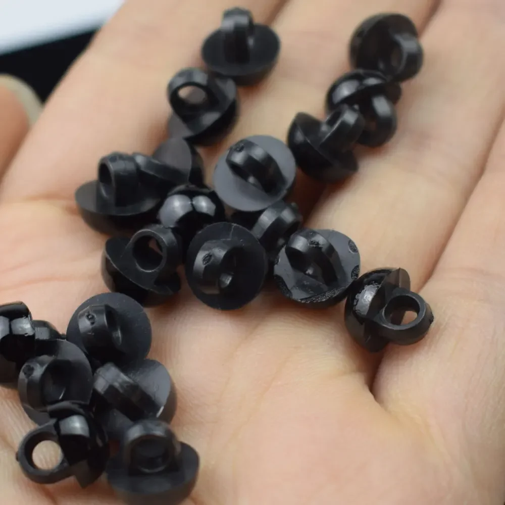 100PCS Black Buttons Plastic for Scrapbooking Half-Pearl Shank Buttons Animal Eyes for Toys DIY Hand Clothing Sewing Accessories