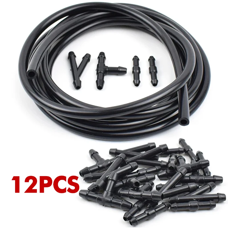 Car Windshield Washer Hose With Connector Kit T-Piece Tube Pipe Splitter Connector Universal Nozzle Hose Tube Connector