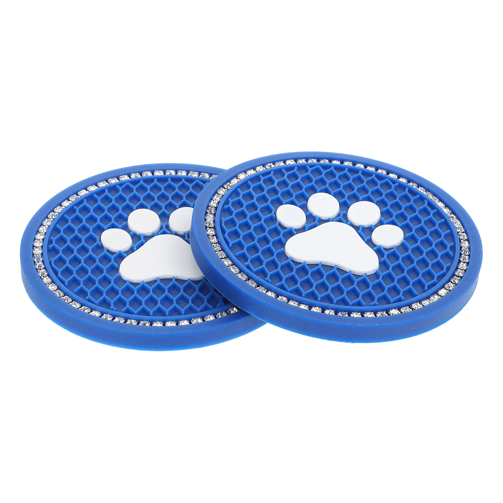 2Pcs Diamond Car Coasters Cat Paw Cup Mats Anti-Slip Auto Drink Holders for Vehicle Interior Non-Skid Base Car Cup Coasters