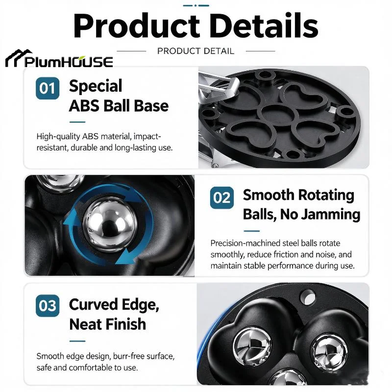 4Pcs Self Adhesive Caster Wheels Super Load-bearing 3/4/6 Beads Universal 360° Rotating Wheels For Home Appliances Storage Boxe