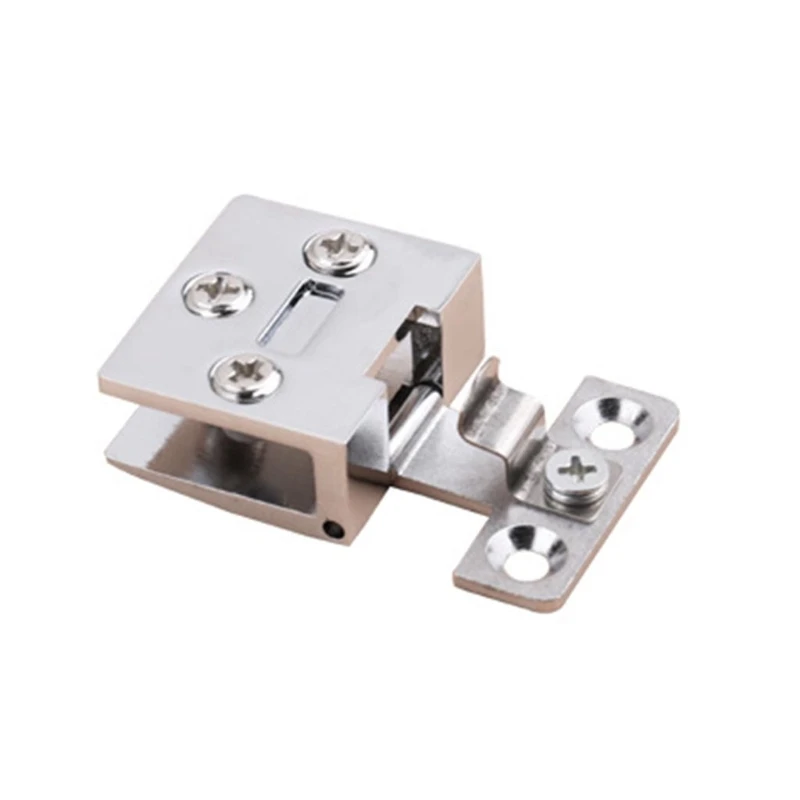 Stainless Steel Glass Door Clamp Wine Cabinet Door Showcase Hinge Non-porous Glass Hinge U-shaped Buckle Design DropShipping