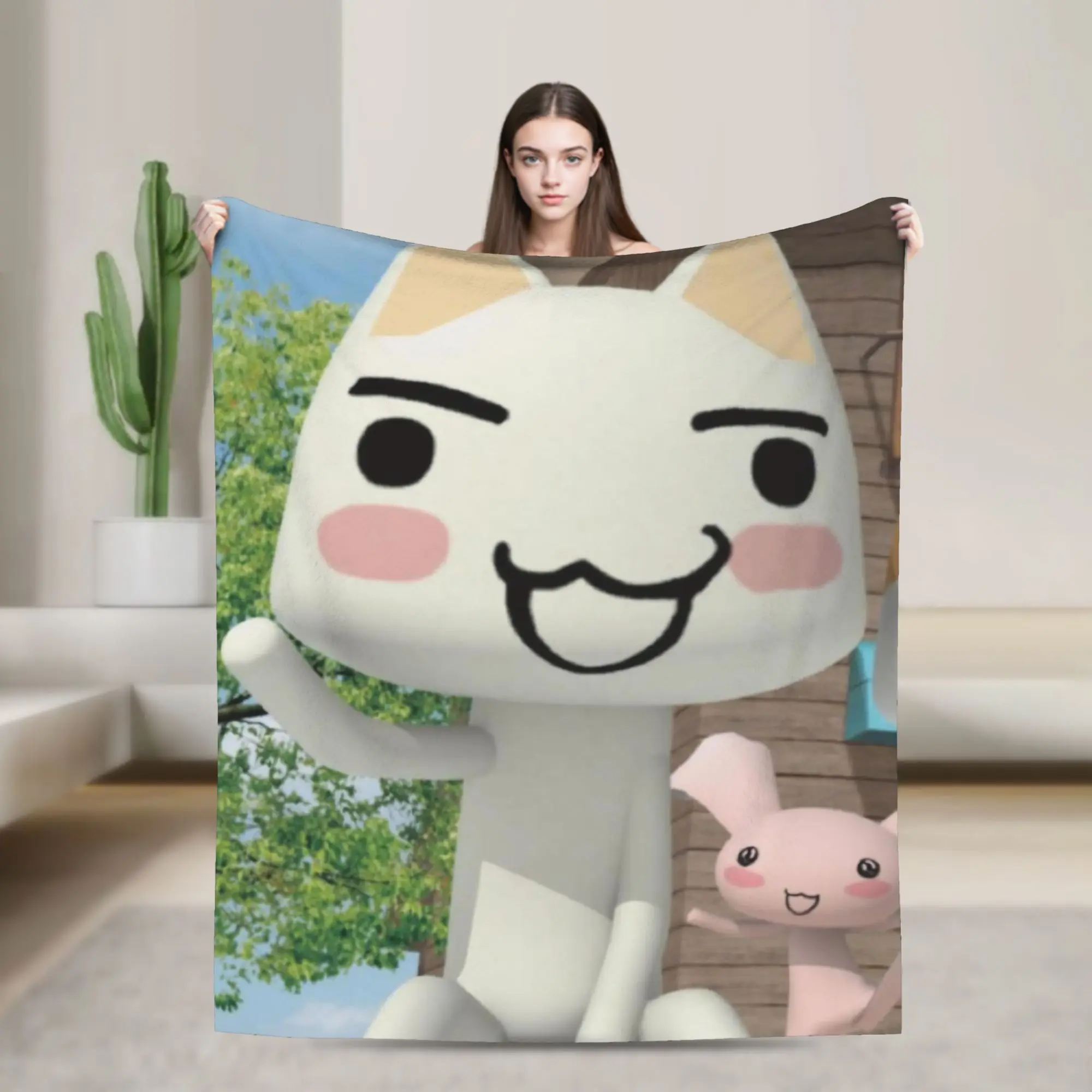 Toro Inoue Cat Flannel Blankets Happy Neko Novelty Throw Blankets for  Sofa Bedding Lounge 200x150cm Rug Piece,