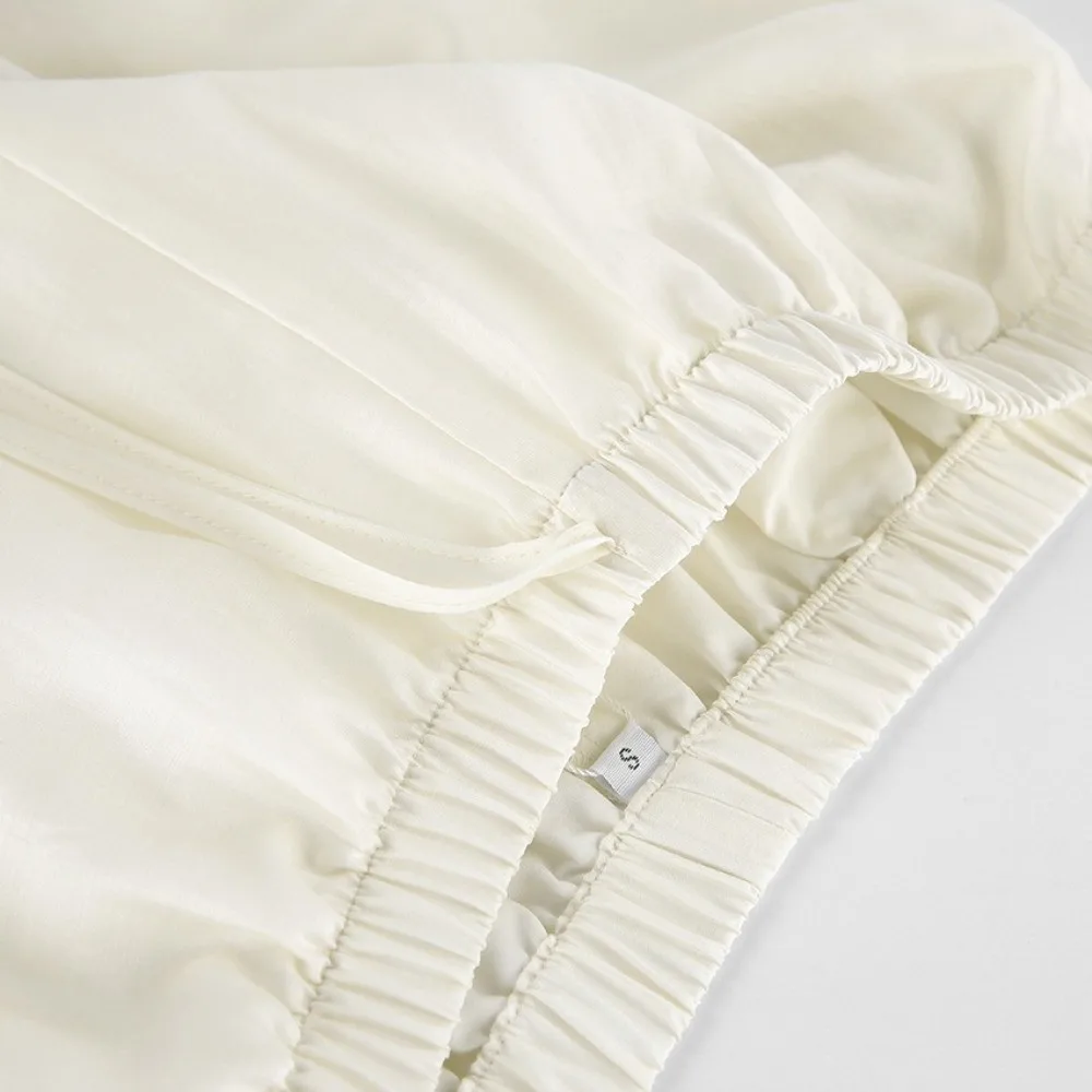 Soft Drape Tencel Women Two Piece Set Wrinkle Free Ruffle Trim Wrap Front Ruffle Top Relax Fit Lightweight Wide Leg Pant Set