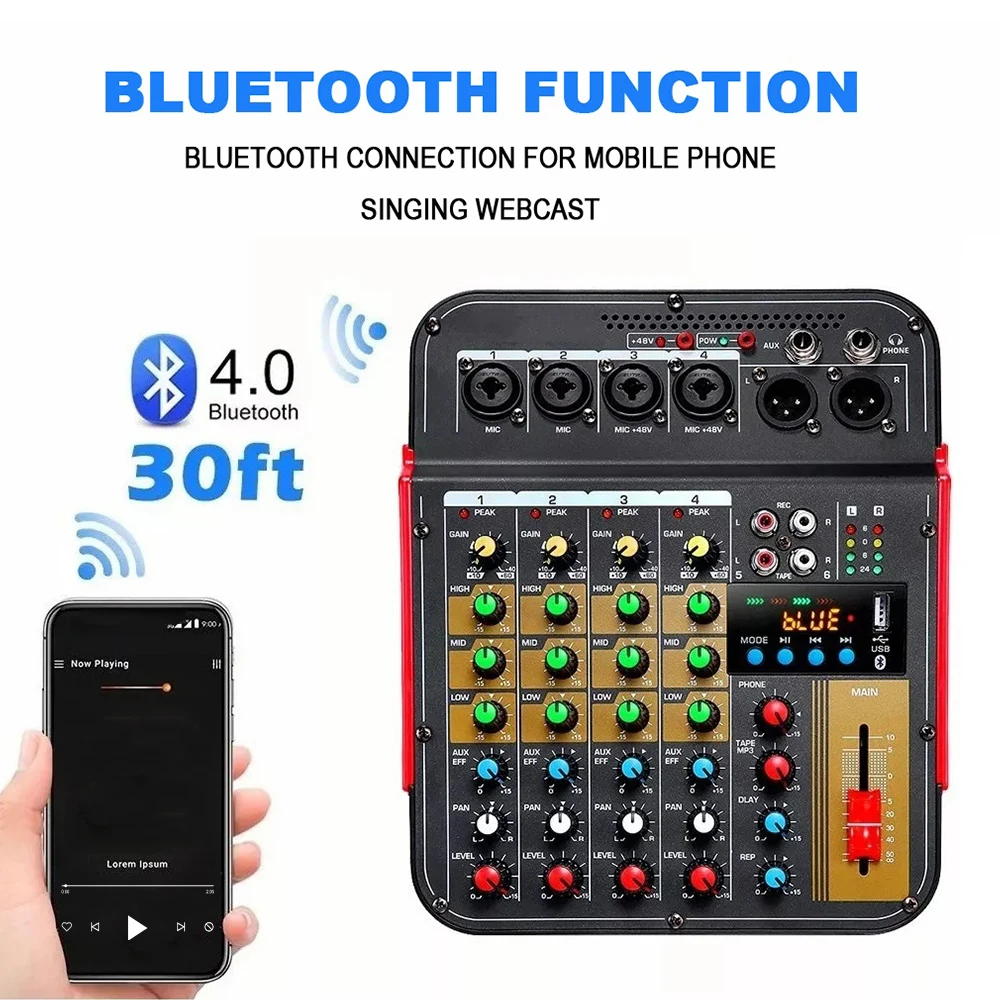 音声ミキサー,Bluetoothおよびリバーブ付き,電源48 - Audio Music Mixer のレビューと価格