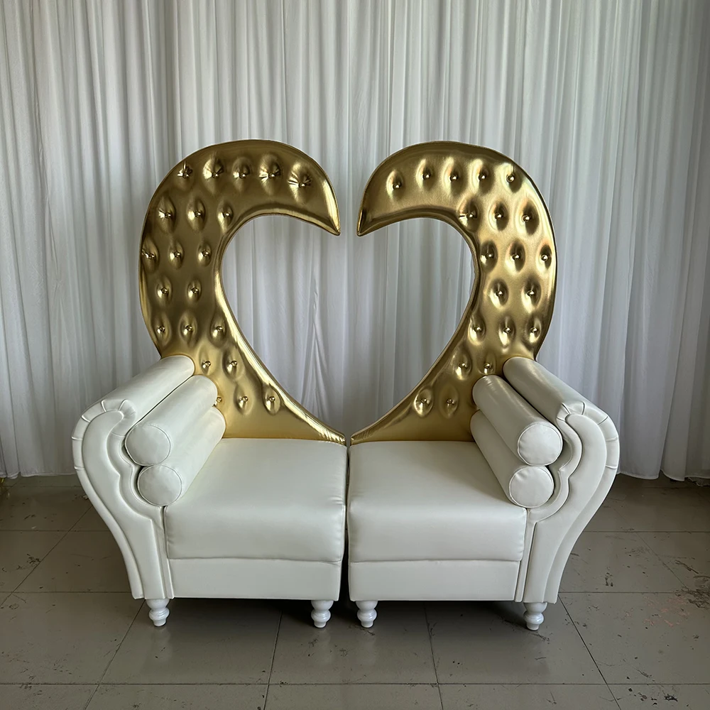 

Luxury Royal Style High quality heart king sofa throne and queen for wedding