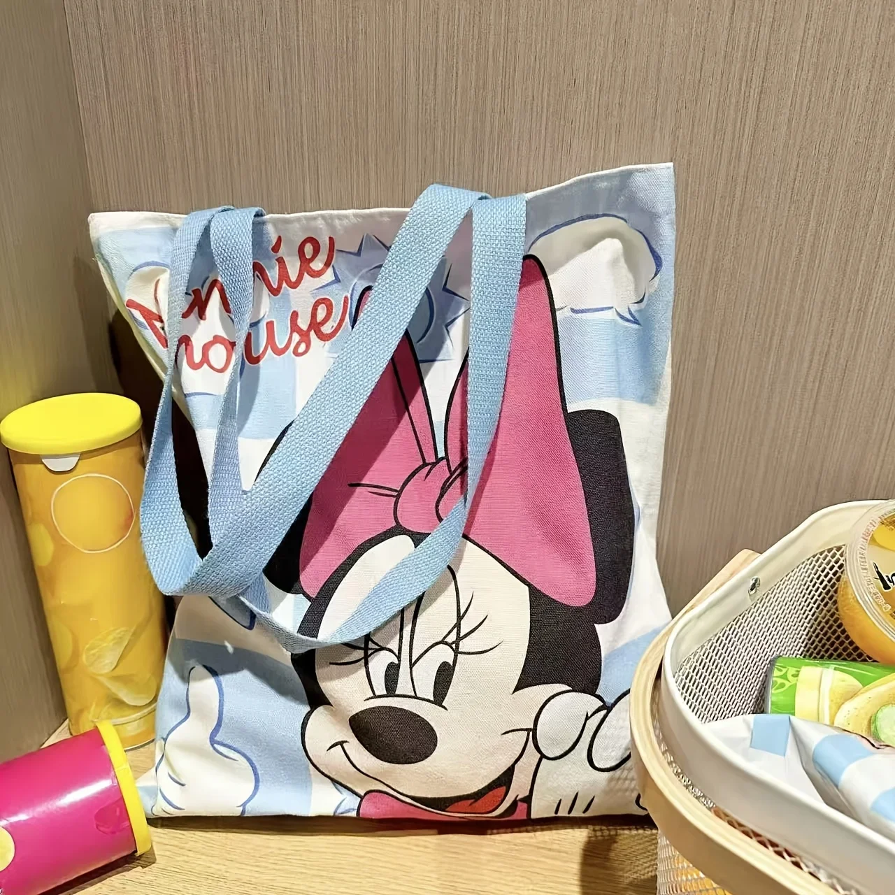 1pc Disney Mickey Minnie large-capacity storage bag, an ideal item for neat organization, suitable for home and kitchen storage