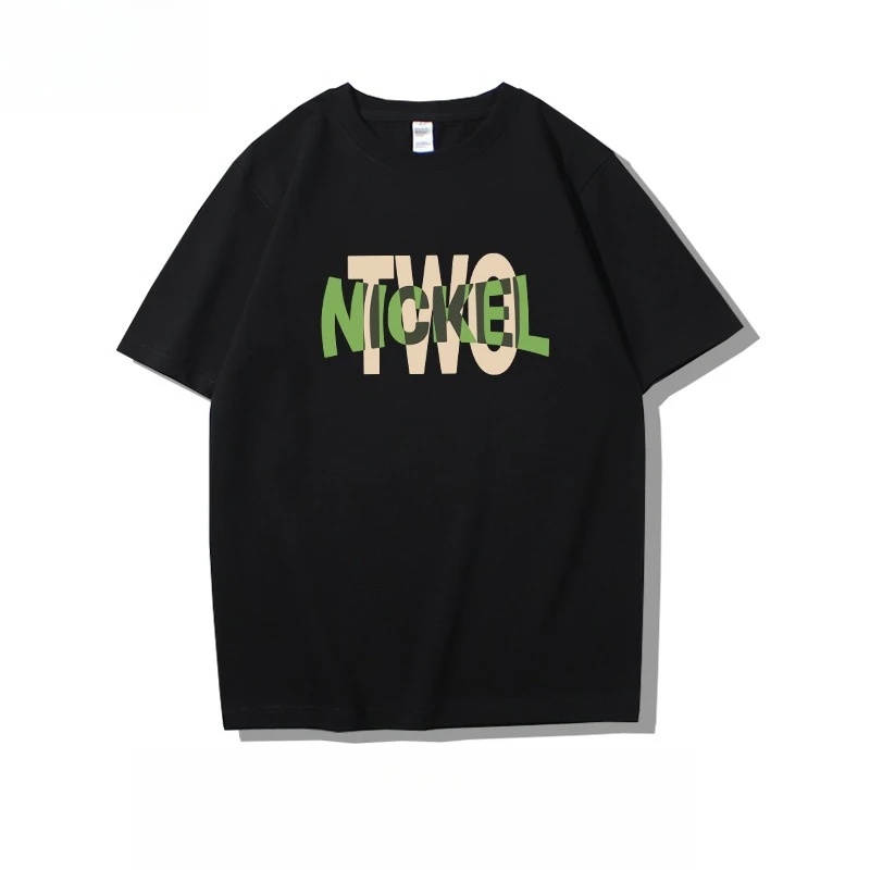 

Motorcycle Simple Letter Short-Sleeved Men's and Women's Loose Large Size Black and White Summer Thin T-Shirt Couple New Style