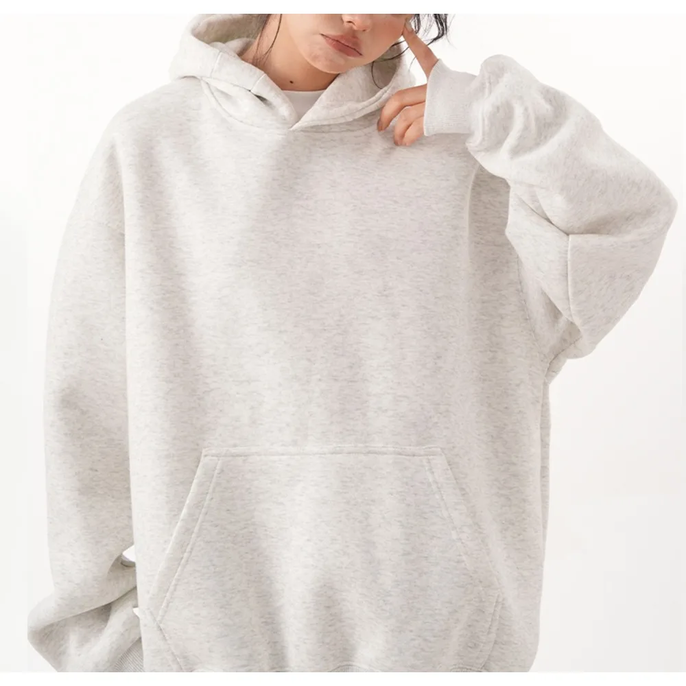 سويت شيرت بقلنسوة لكل من الرجال والنساء، قميص خريفي عصري فضفاض عالي الجودة بلون سادة #2