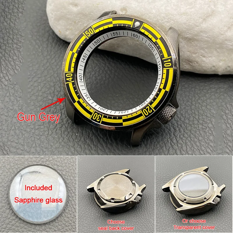 

Gun Grey Mod SKX007 SRPD Корпуса часов Сапфировое стекло Подходит для механизма NH35 Корона на 3,8 20ATM Водонепроницаемый мужской корпус часов OEM