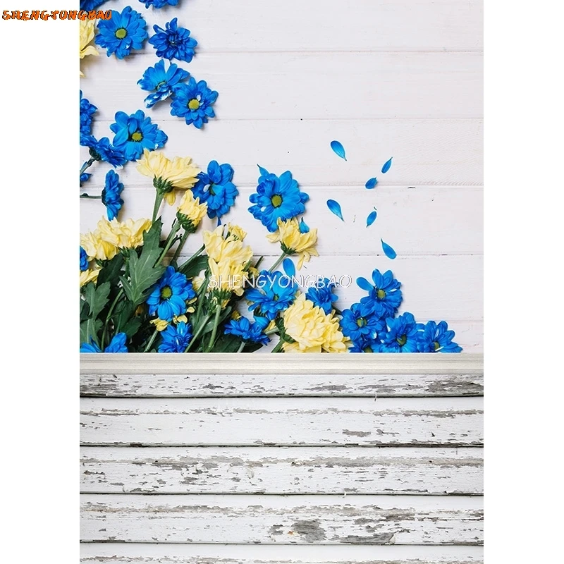 SHENGYONGBAO Spring Photography Background Flower Wood Floor Backdrop Studio Photo for Children Newborn Photocall CAT-03