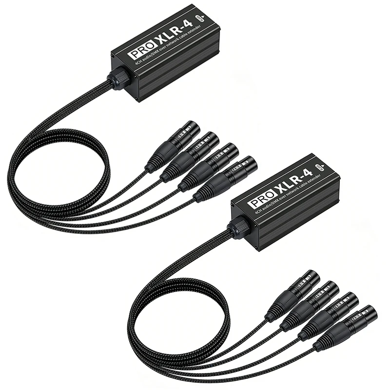 PRO XLR-4 4XLR Female RJ45 Extender Lightweight 4CH Audio DMX Cable for Portable Mobile Audio Solutions