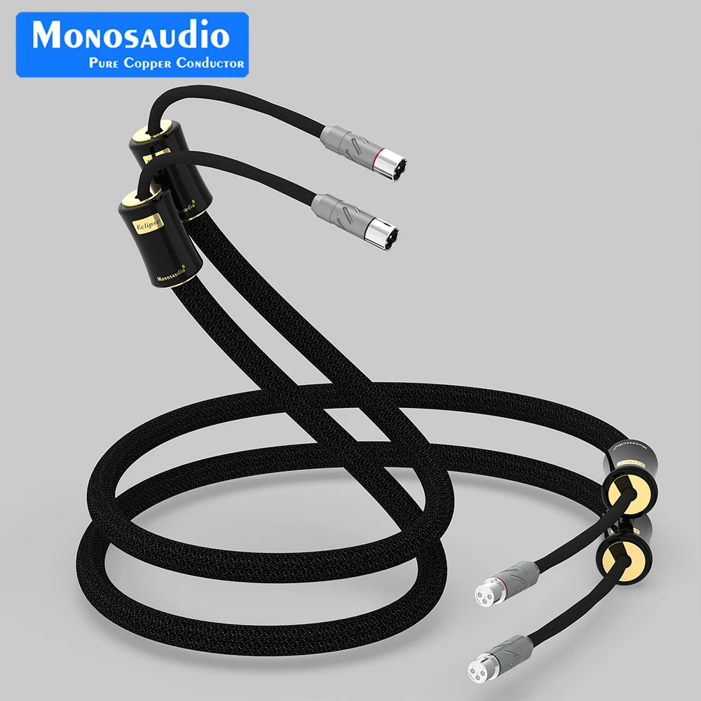 Pair Monosaudio  Eclipse 4N 99.998% Pure Silver XLR Balanced Interconnect XLR Cable Rhodium Plated  XM700R/XF700R XLR Connectors