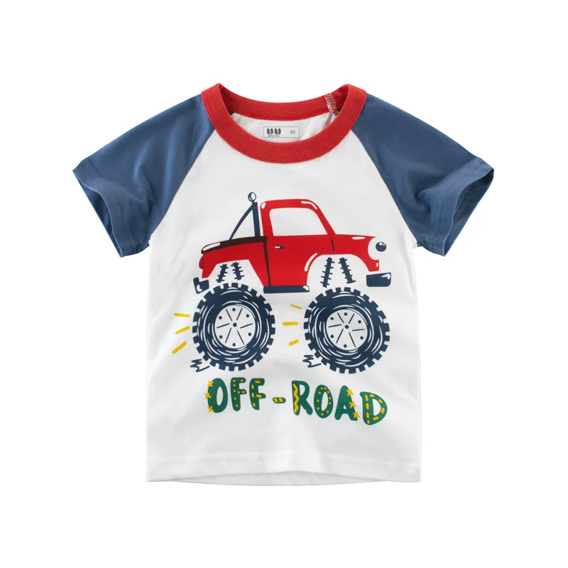 2 3 4 5 7 9 Years Summer Boys Cartoon T-shirt Car Printing Korean Style Little Boys Short Sleeve Cotton Tops Kids Clothing