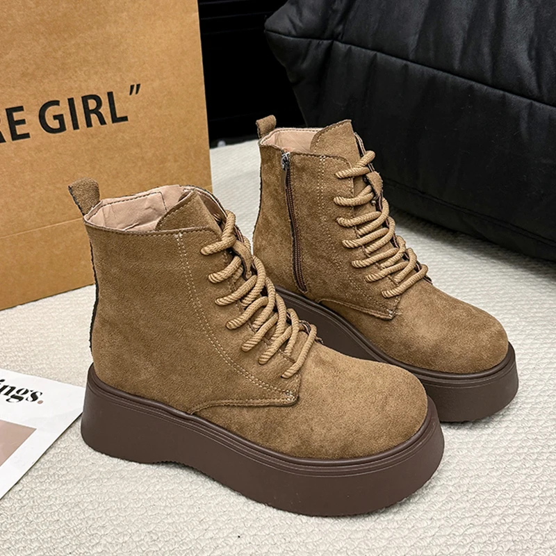 

Suede Women’s Ankle Boots Flats Platform Cozy Shoes Fashion Warm Women Winter Boots Casual Sneakers Woman 2025 New Snow Botas