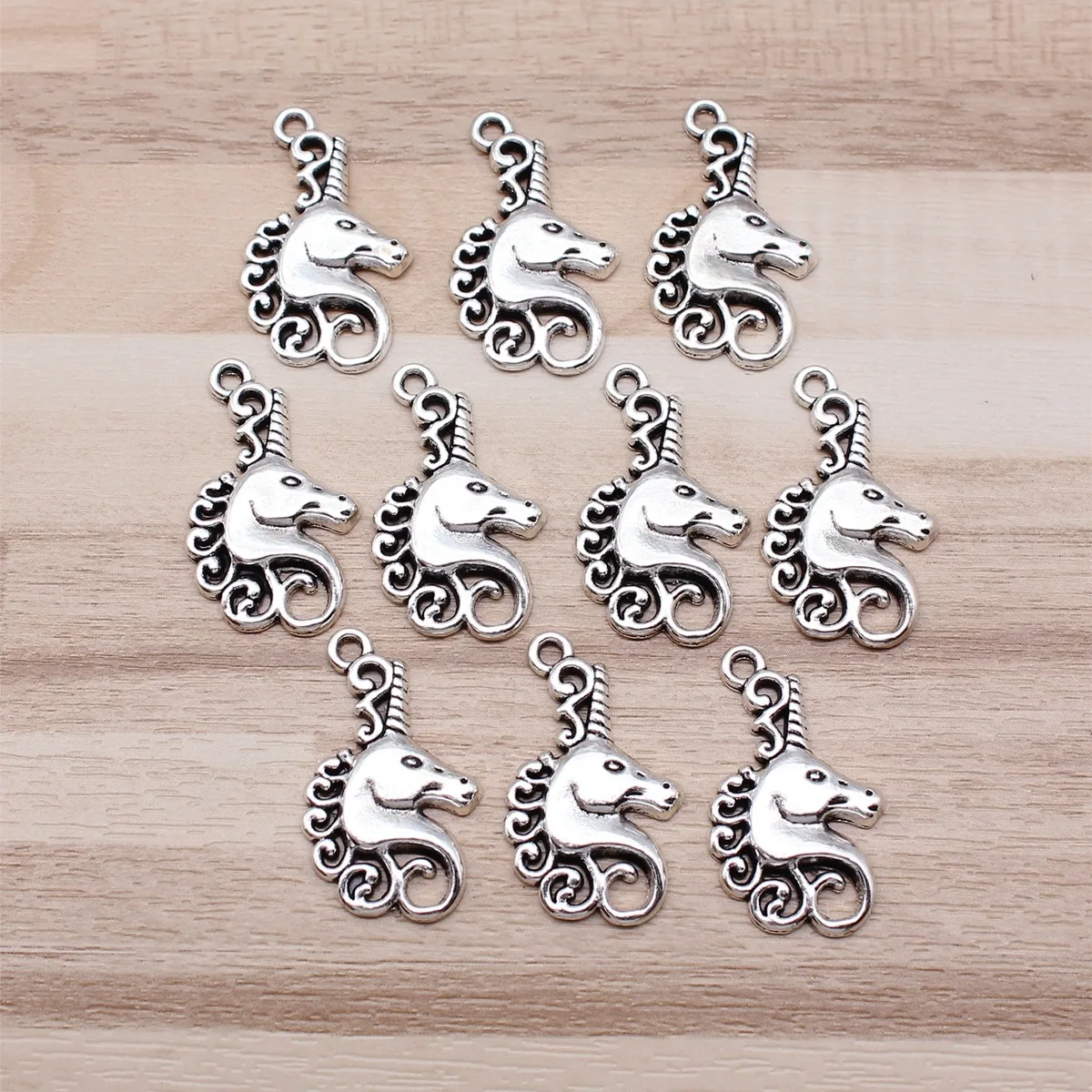 IFOCUS 10pcs/Lot Lucky Horn Horse Charms For DIY Jewelry Making Zinc Alloy 26x15mm/1.02x0.59inch