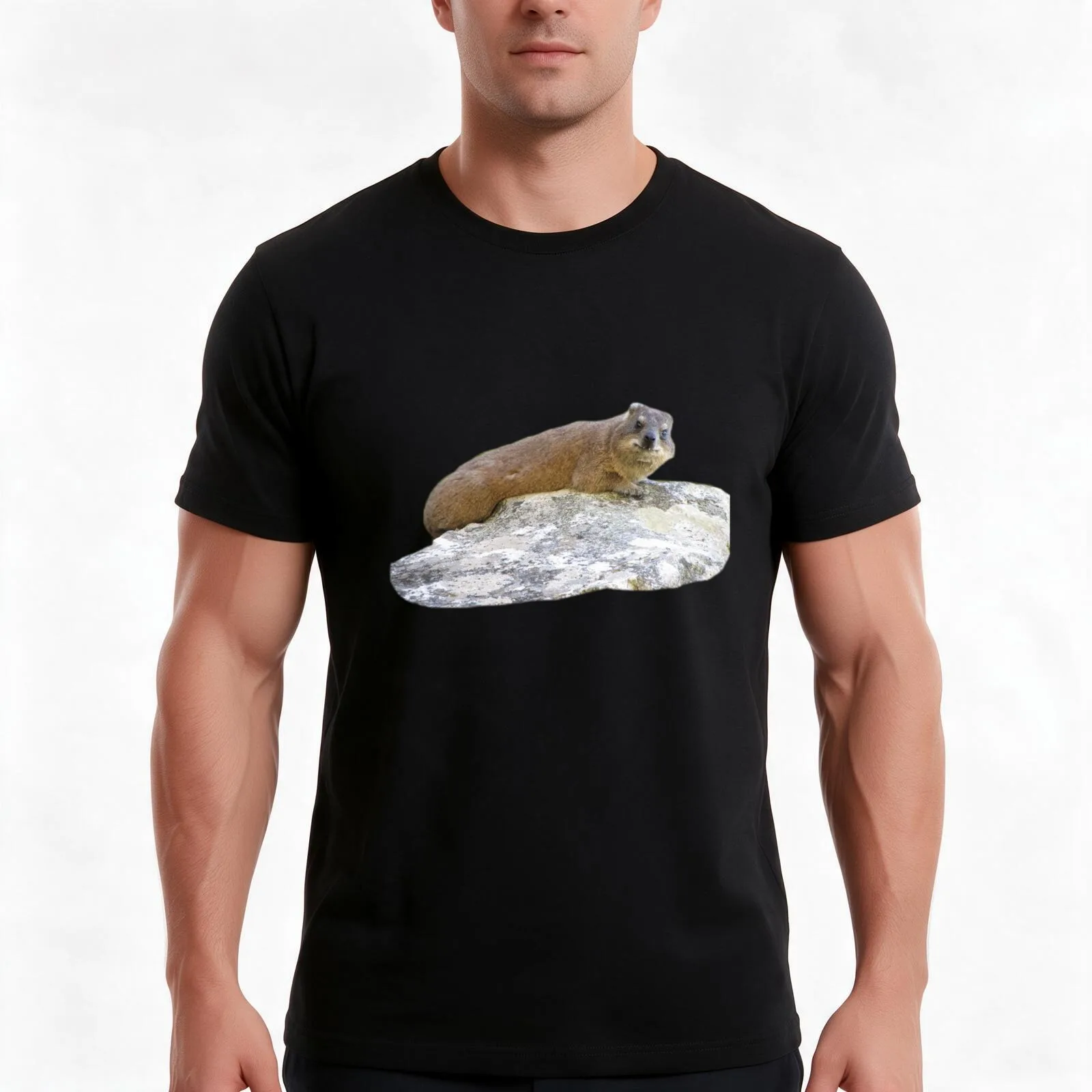 Rock hyrax on a rock T-Shirt Summer Casual Cotton Tee Oversized Streetwear Tops Vintage Graphic Print Loose Fit Short Sleeve