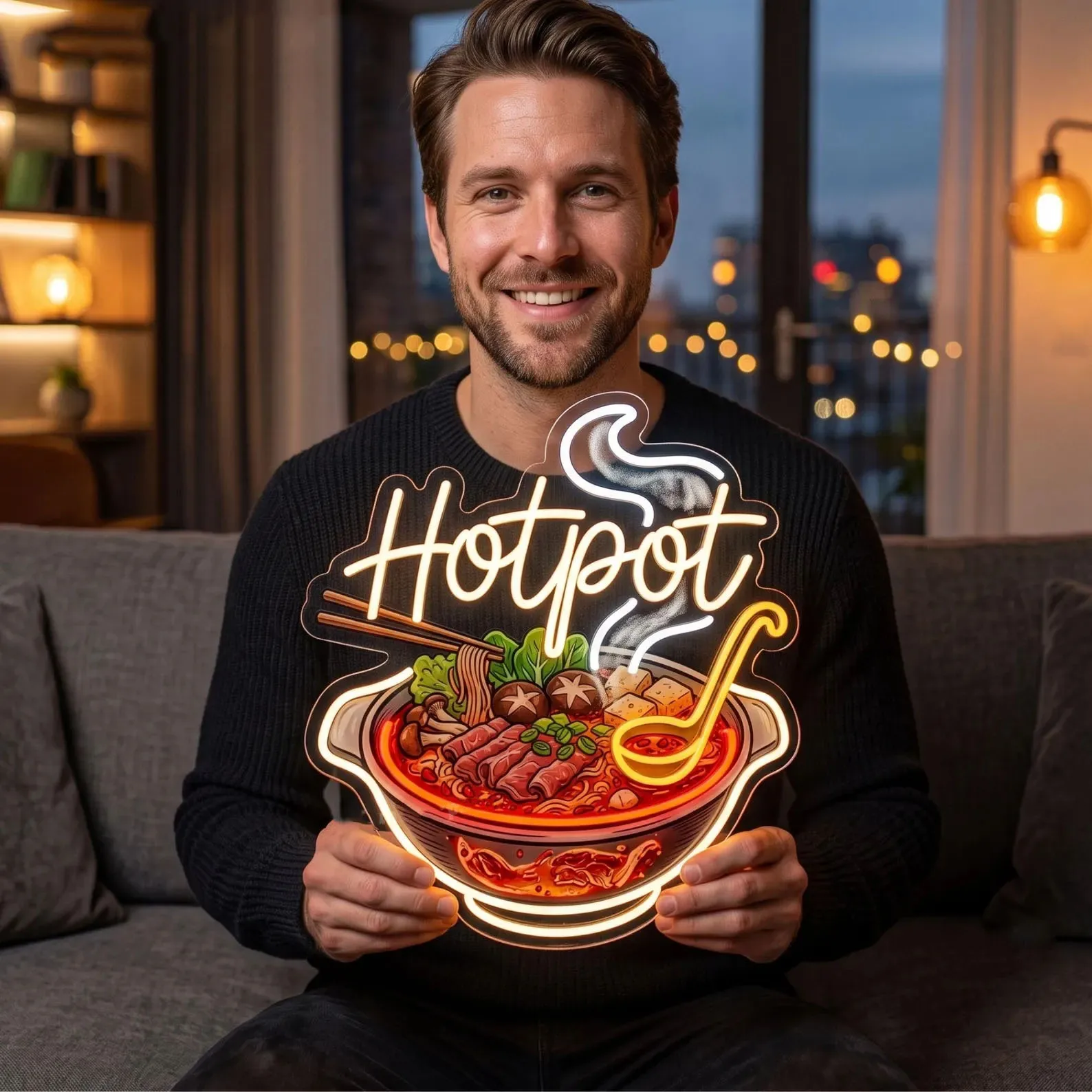 Spicy Hotpot Neon Sign,Asian Soup Bowl LED Wall Light For Sushi Bar Kitchen Dining Decor,Hotpot Shop Decor,Hotpot Diner Sign