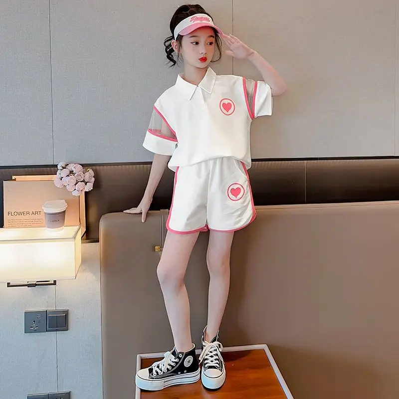 6559 Girls Daily Casual Summer Sports Polo Shirts+Pants Suits 4-14 Year Kids Korean Style Outfits Sets Children Boutique Clothes 4