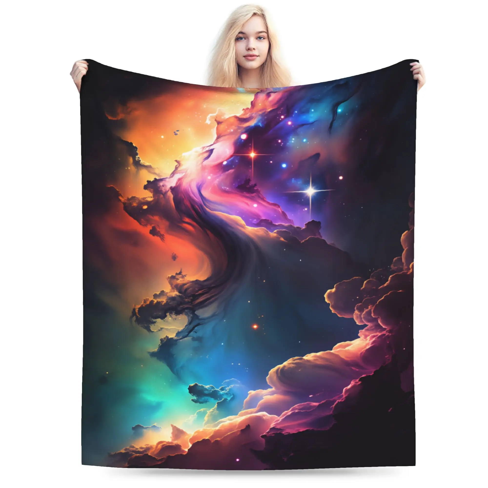 Galaxy Sunglasses  Flannel Blanket Winter  Soft Durable Throw Blanket for Girls Boys Chair Graphic Bedspread Sofa Bed Cover