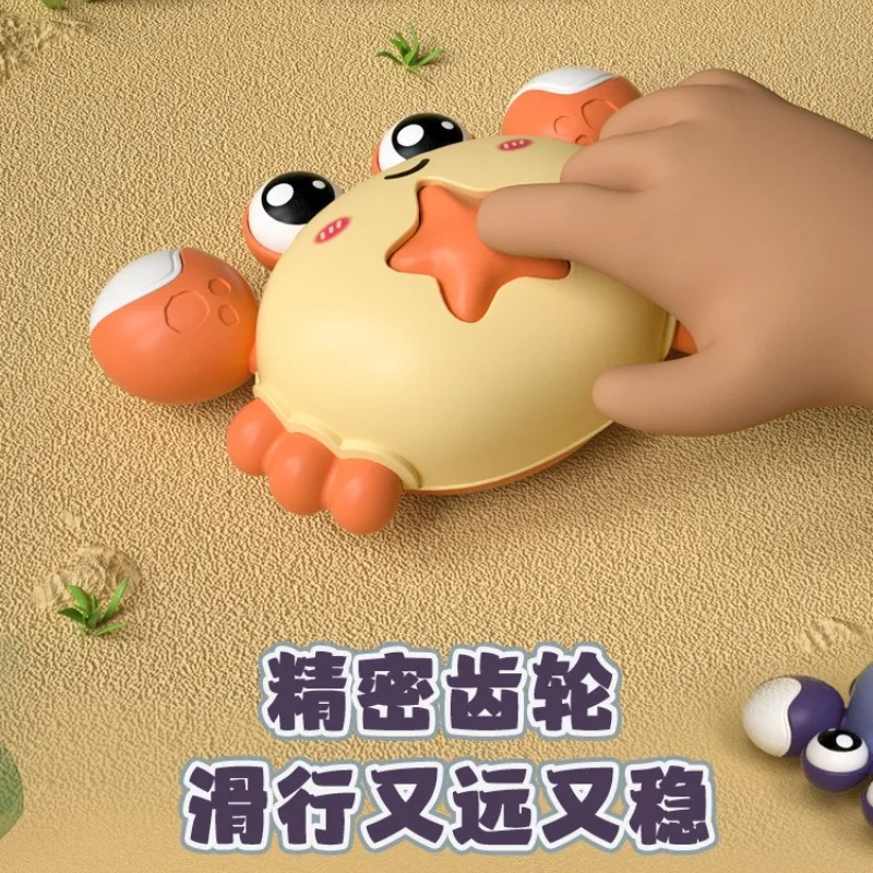 Children Press-to-Walk Crab Toys Fun Little Crab Toy Educational Sliding Animal Crab with Lights Small Car Toy Kids Xmas Gifts