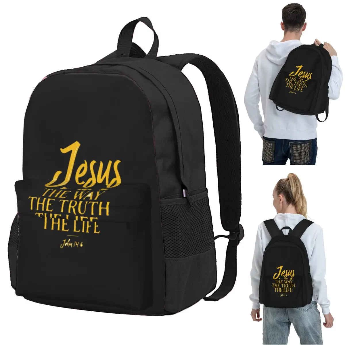 John 14 6 Jesus The Way Truth And Life Backpack Student BookBag Kids School Bag Computer Shoulder Bags for Men Women