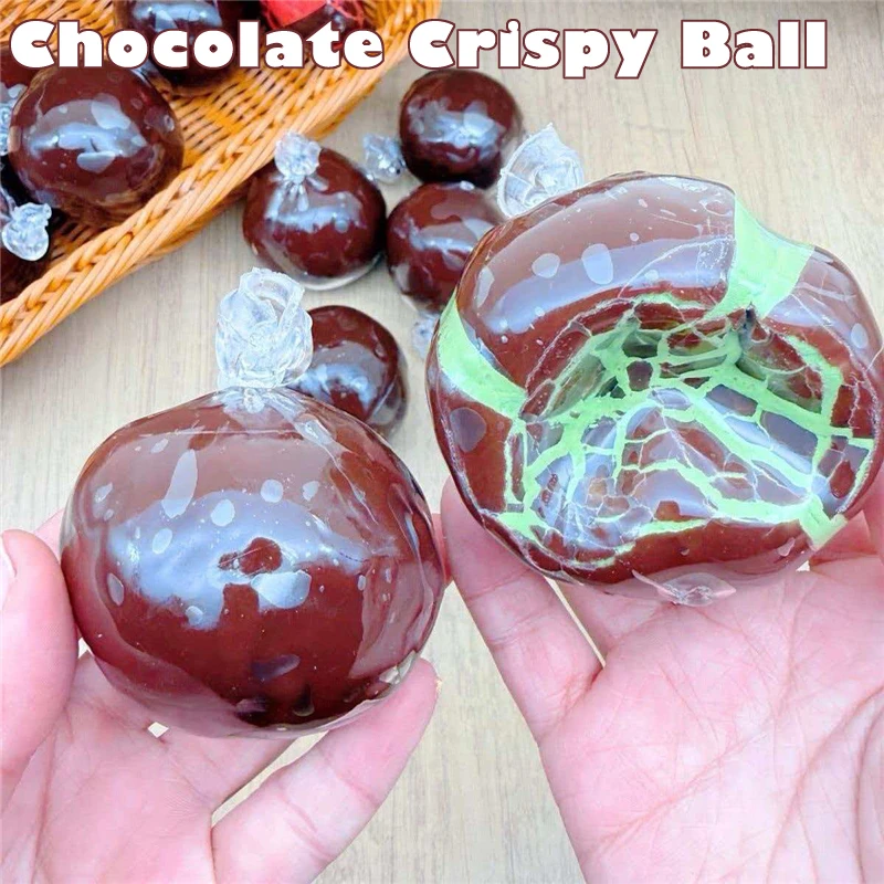 Matcha-Schokoladen-Crack-Quetschball mit Knuspriger Schale und Weichem Inneren, ASMR Stressabbau-Spielzeug