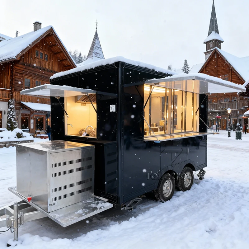 Gran oferta callejera camión de comida gofre crepé postre panqueque Donut dulce merienda helado bonito remolque de comida a la venta