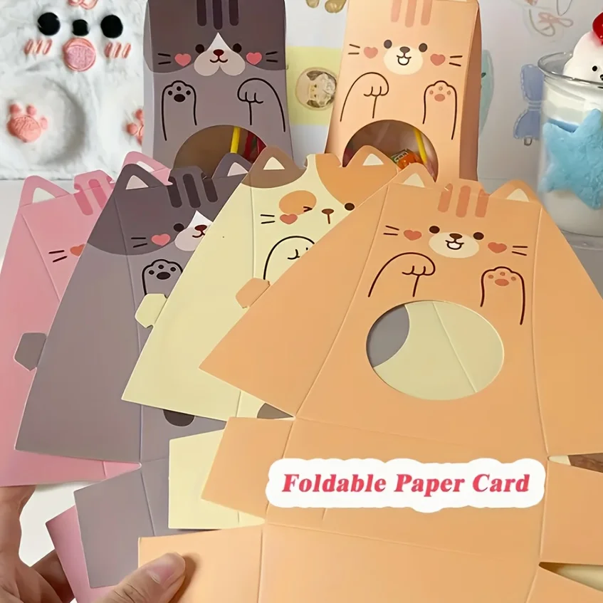 Niedliche Katzenförmige Papier-Geschenkboxen, Langlebiges Fenster-Hohldesign, für Feiertagspartys, Geburtstage, Schulveranstaltungen, Robuste Konstruktion. – Detail 9