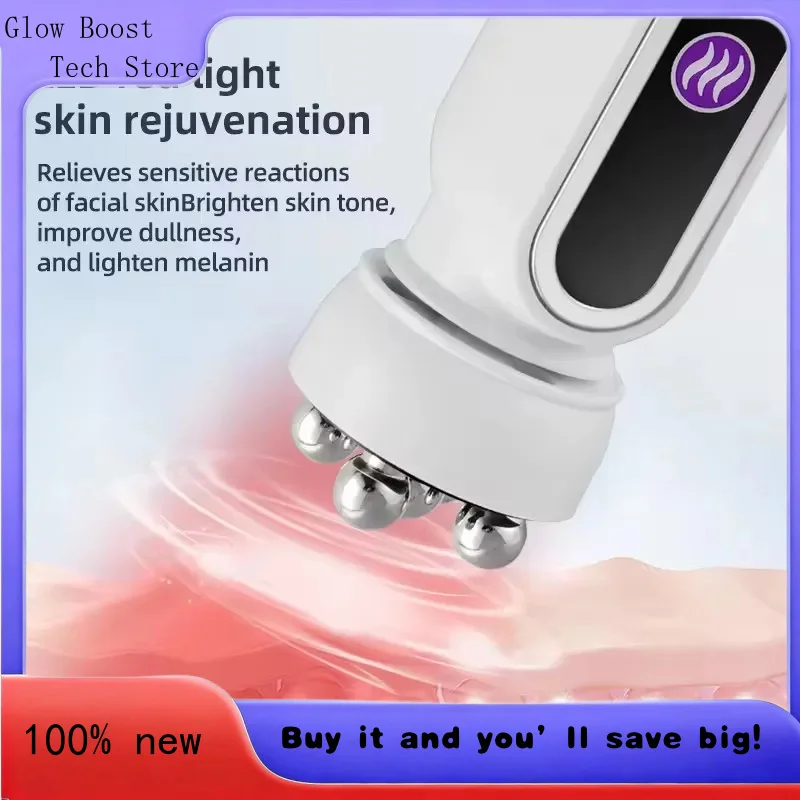 

Светящийся новый роликовый массажер EMS, светодиодная фототерапия, роторный массаж, нагрев, введение, уменьшение тонких пор, тонкая подкладка