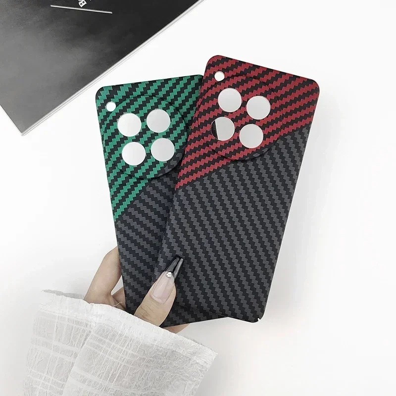 For OnePlus 13 13T 13R 12 12R Ace 5 2 3 Pro Ultra Racing Slim Carbon Fiber PC Case Anti Fingerprint Protector Shockproof Shell