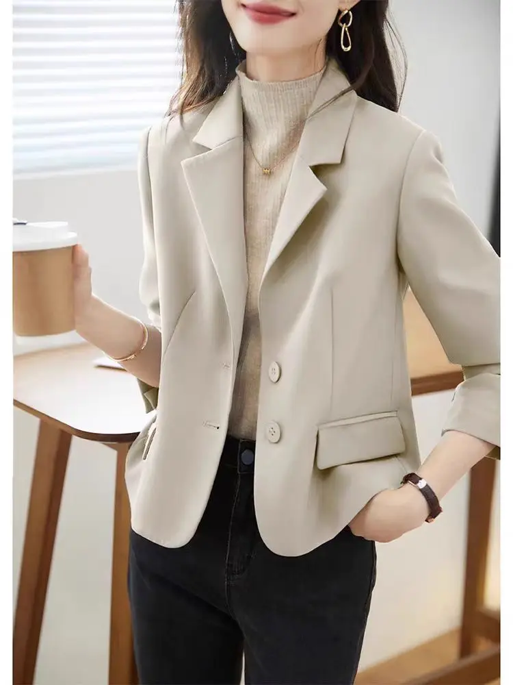 Jaquetas femininas de manga longa sob medida, terno preto, roupas femininas do escritório, casacos high-end, blazer de escritório, botões, luxo, primavera, outono