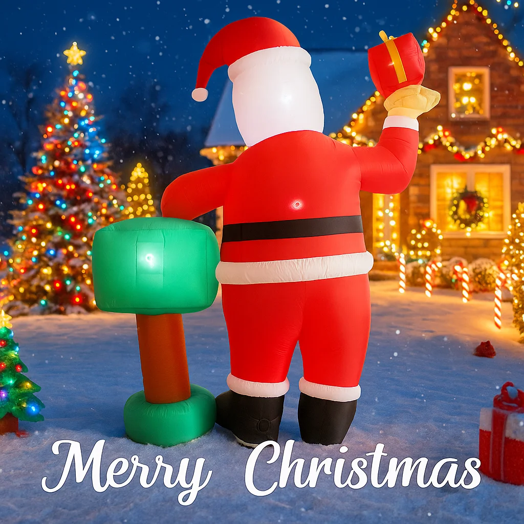 6.8FT Santa Claus Gift Box Inf - Xmas Outdoor Lighting Decorations review and price