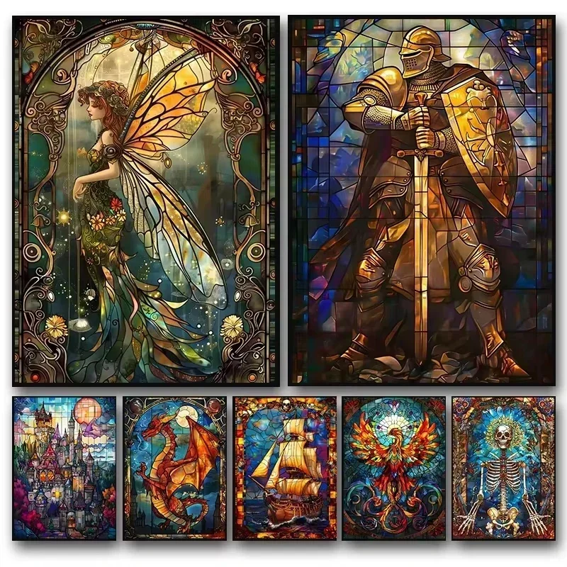 Paint By Numbers Kit for Adults Beginner 40X50CM DIY Golden Knight Skull Dragon Canvas Painting Home Wall Decor Art Craft Gift