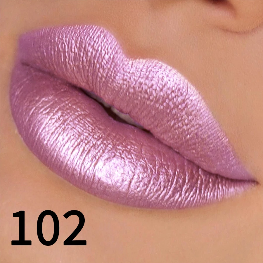 19 Farben Glitzer-Lippenstift, feuchtigkeitsspendender, rot-rosa, glitzernder, glänzender Lippenfarbe, hochpigmentierte Lippentönung, Lippen-Make-up mit metallischem Finish