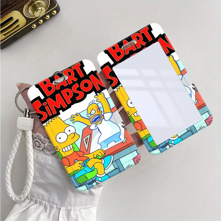 Schutzhülle, 1 Stück, Kartenhalter, einziehbarer Kreditkartenhalter, Halter für Kinderbusse mit Umhängeband, Ausweis, Bankausweis, The Simpson Family