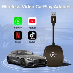 Wireless Carplay Adapter with Youtube/Netflix/Tiktok, Wireless Carplay USB Dongle for Factory Wired Carplay to Wireless
