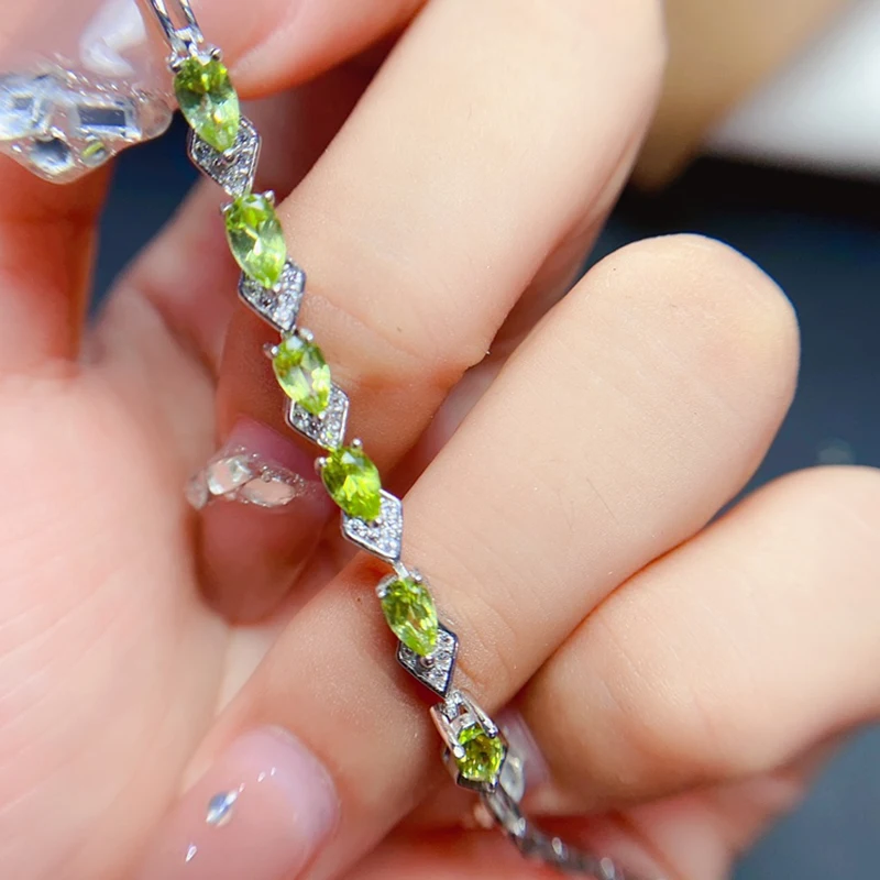 Natural Olivine Bracelet for women silver 925 jewelry luxury gem stones 18k gold plated free shiping items