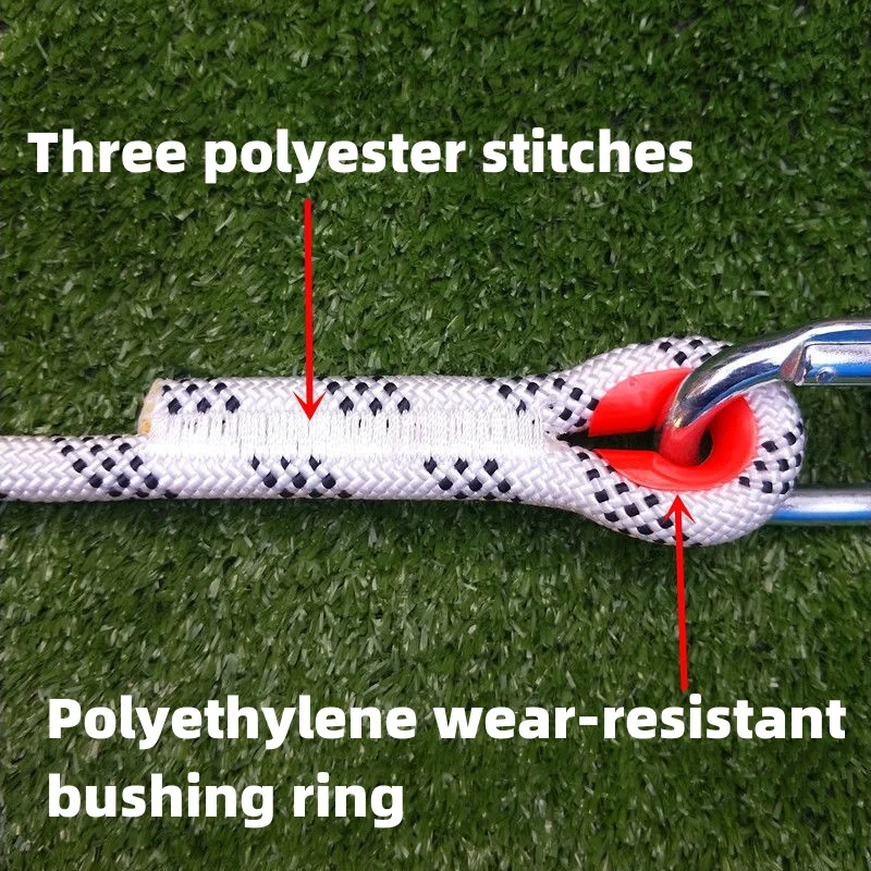 حلقة تسلق السلامة في الهواء الطلق مطاطا المظلة حبل الفولاذ المقاوم للصدأ هوك حبل الماء بنجي ارتفاع عال العمل حبل أمان النايلون #4