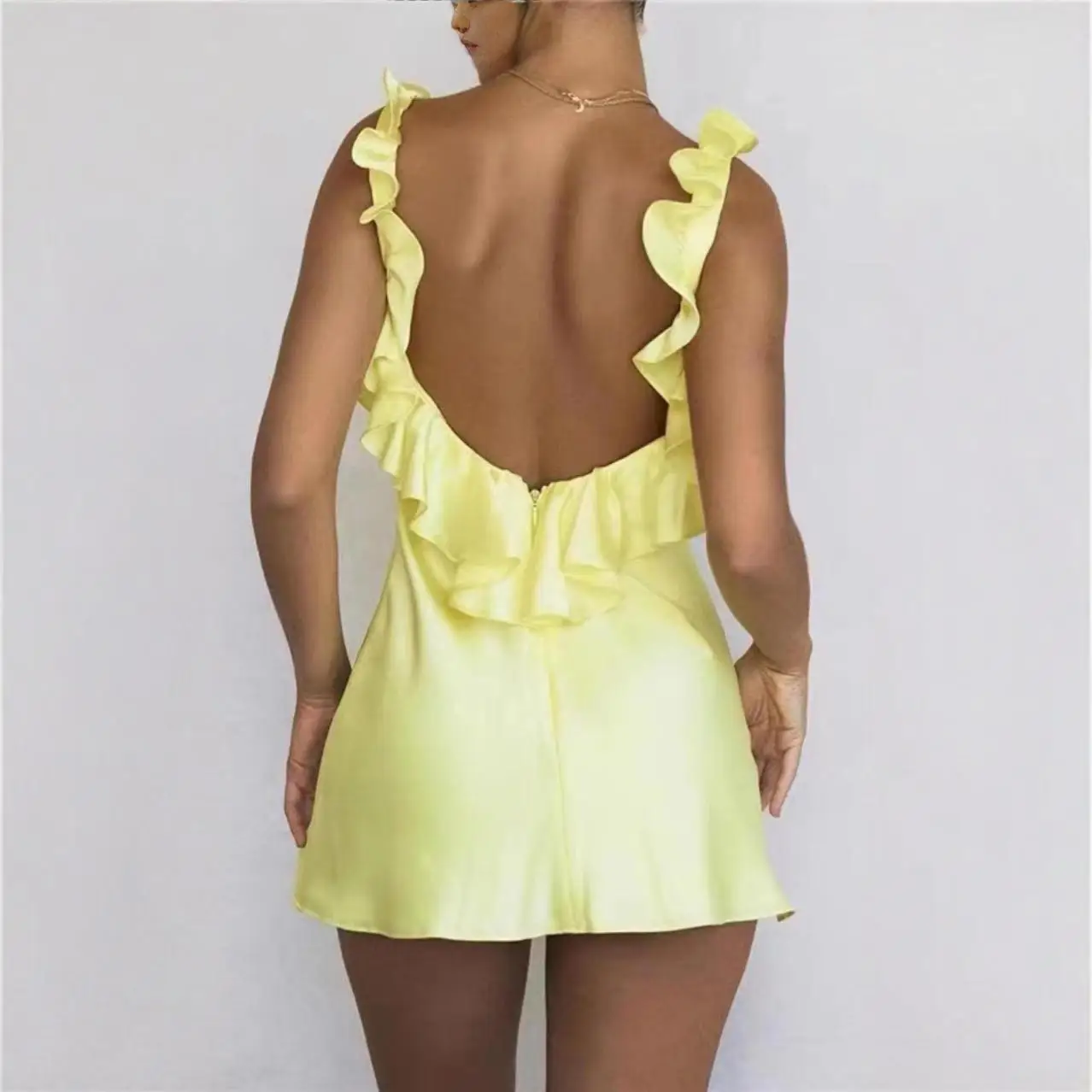 Sexy Strapless Short Skirt Party Dress Wish Independent Station 2025 Sleeveless V-Neck Evening Gown Elegant Smart Style