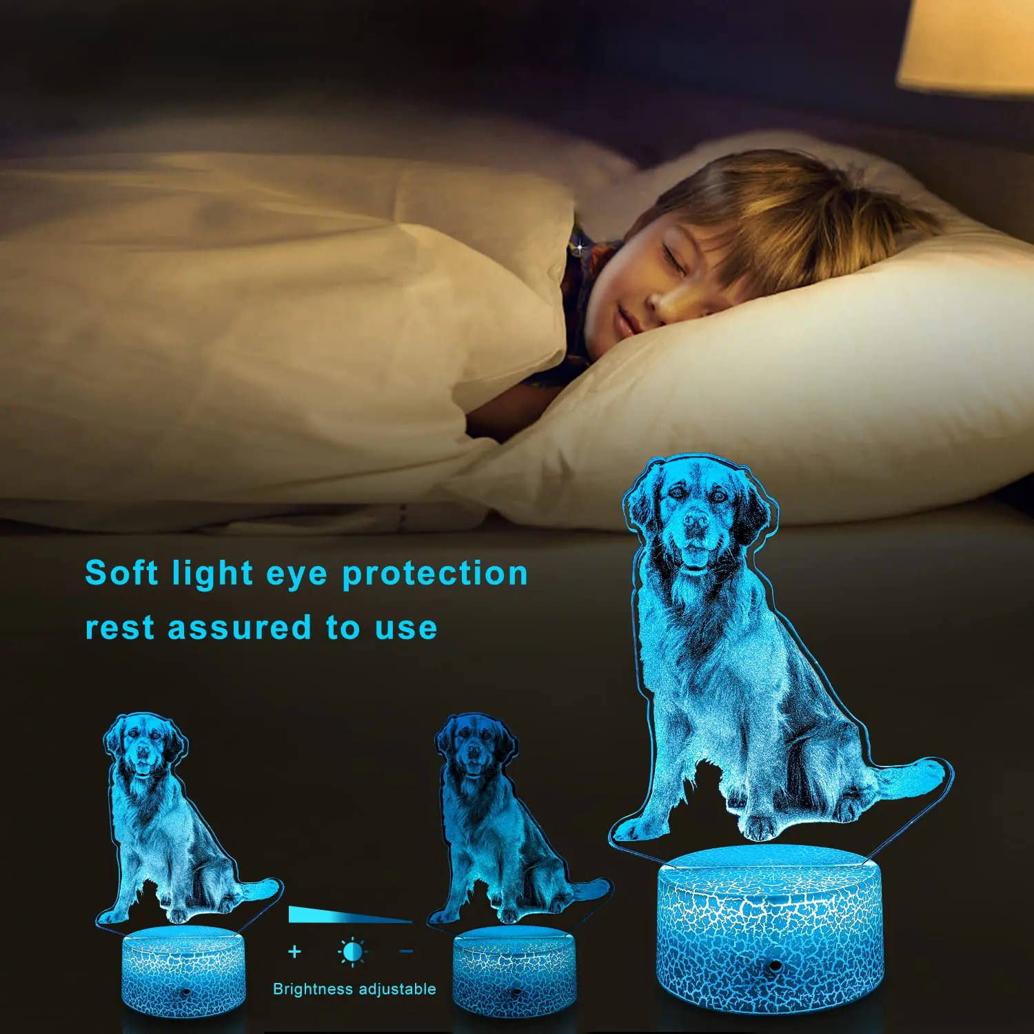 Regali per cani per mamma bambini, luce notturna per cani con telecomando Smart Touch 7 colori che cambiano giocattoli per cani decorazione della stanza lampada da comodino per cani per bambini