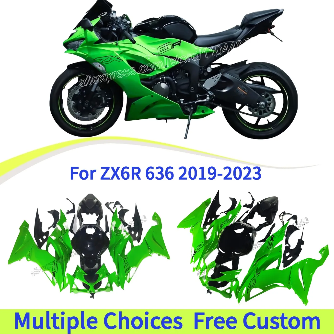 

ABS Plastic Shell Motorcycle Full Fairings For Ninja ZX6R 636 ZX-6R 2019 2020 2022 2023 Custom Injection Bodywork set