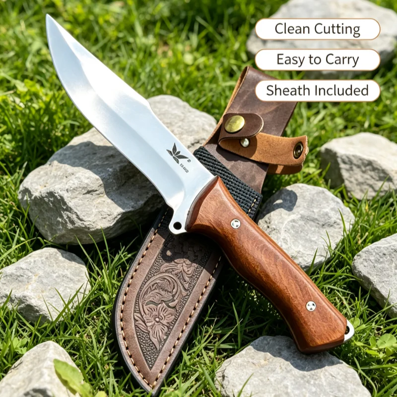Survival Knife Full Tang - 휴대용 스테인리스 스틸 유틸리티 직선 나이프