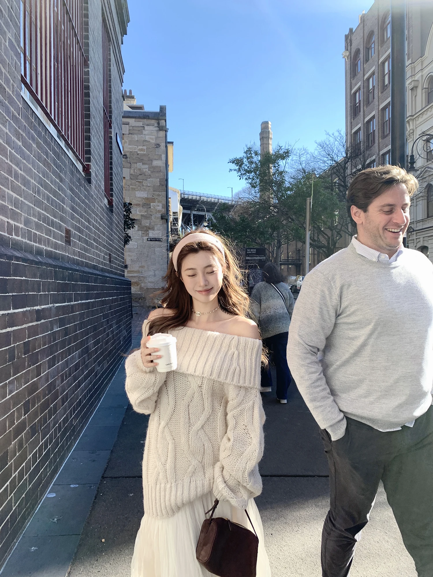 

Soft Lazy Knitwear One oulder Loose Big Sweater Autumn Winter Warm Long Sve round Ne Comfortable Commute Sle Faion