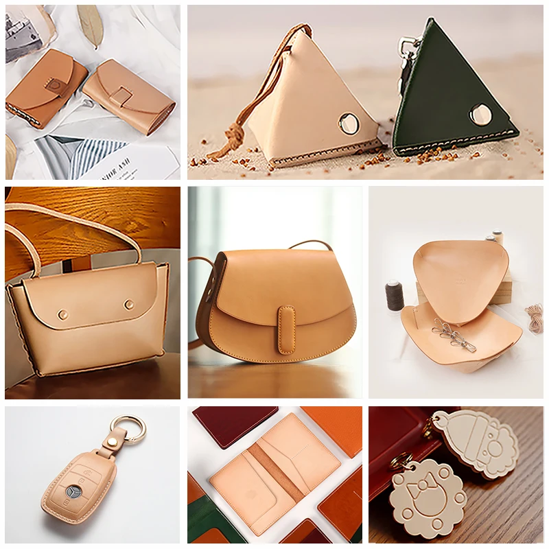 WUTA Full Grain Natural Vegetable Tanned Cowhide DIY Pre-cut Vachetta Leather Genuine Leather Craft Material Handmade Bag Wallet