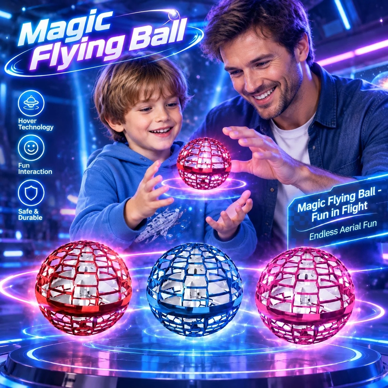 Flying Ball Toy 2026 Hand Controlled Boomerang Hover Ball Toys Fidget Flying Spinner with Magic Lights