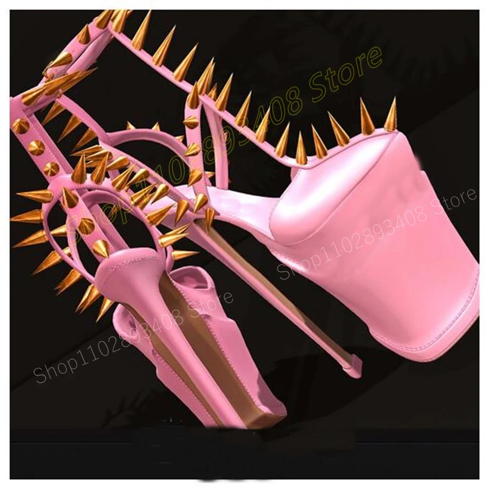 Sky Blue Sexy Rivets Platform Sandals Extreme Stiletto High Heel Buckle Fashion Sexy Women Shoes 2024 Summer Zapatos Para Mujere