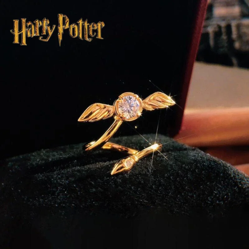 Gold-plated Snitch Ring Harries Derivative Peripheral Cosplay Potters Rotatable Niche Fan Little Wings Ring Women Jewelry Gifts