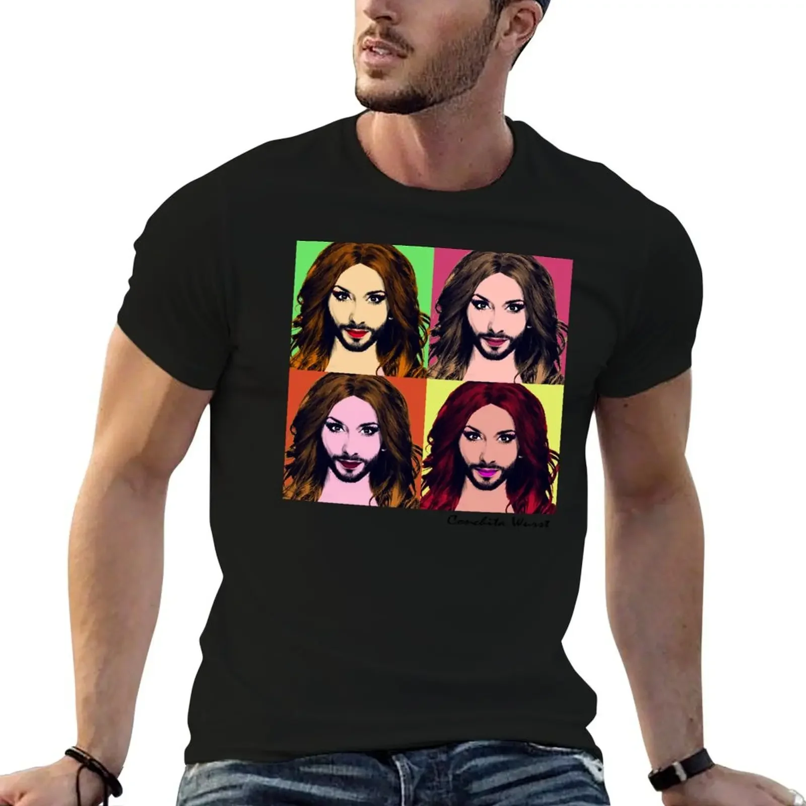 

Conchita Wurst - Pop Art T-Shirt anime shirts graphic tee anime clothes mens shirts graphic tee